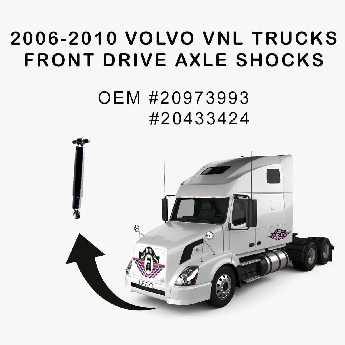 Front axle shock absorber 85061 for Mack and Volvo VNL