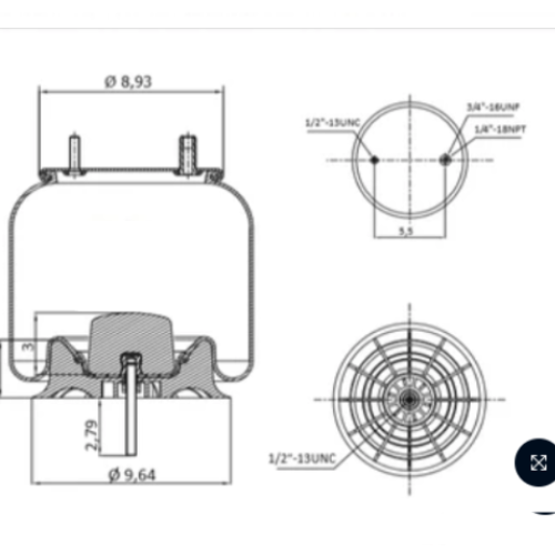 TPD 9807 – Trailer Airsprings Replaces Firestone W01-358-9807/ SAF 90557363 / 1R12-1047 /452-9807L